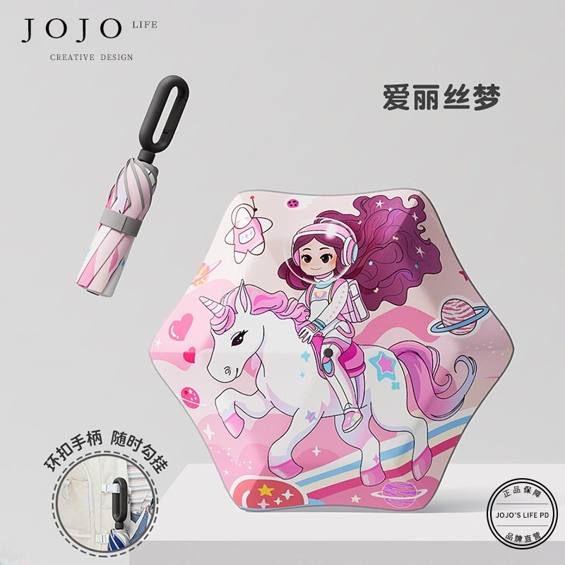 JOJO'S L. PD.Cream.兒童環扣雨傘女孩男童晴雨兩用摺疊傘 | 璀霜-規格圖5