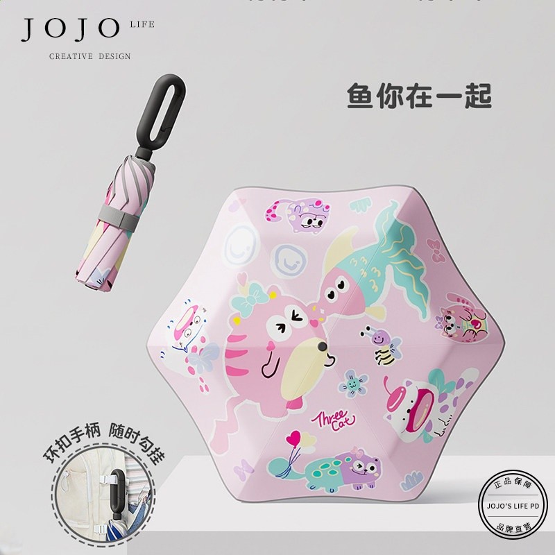 JOJO'S L. PD.Cream.兒童環扣雨傘女孩男童晴雨兩用摺疊傘 | 璀霜-規格圖5