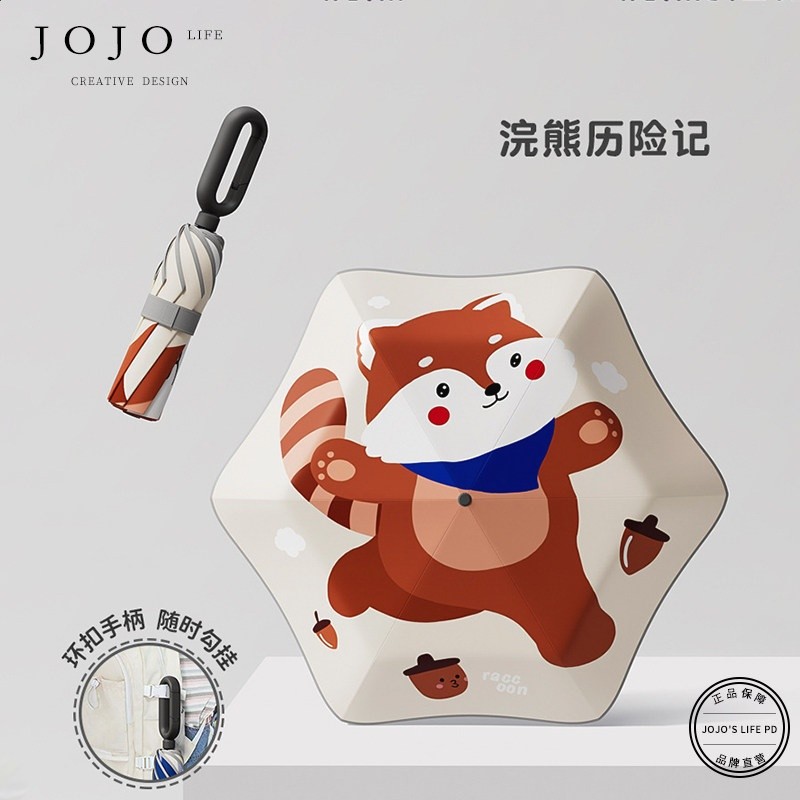 JOJO'S L. PD.Cream.兒童環扣雨傘女孩男童晴雨兩用摺疊傘 | 璀霜-規格圖5