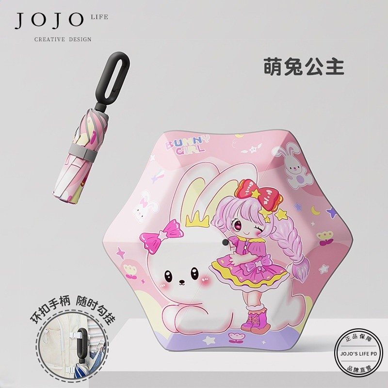 JOJO'S L. PD.Cream.兒童環扣雨傘女孩男童晴雨兩用摺疊傘 | 璀霜-規格圖5