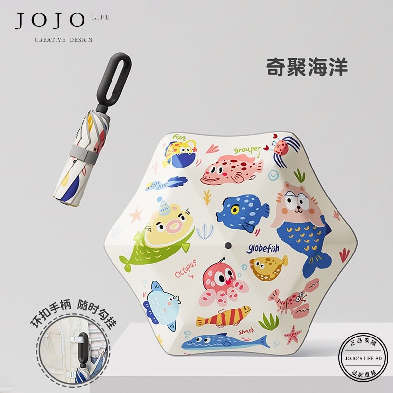 JOJO'S L. PD.Cream.兒童環扣雨傘女孩男童晴雨兩用摺疊傘 | 璀霜-規格圖5