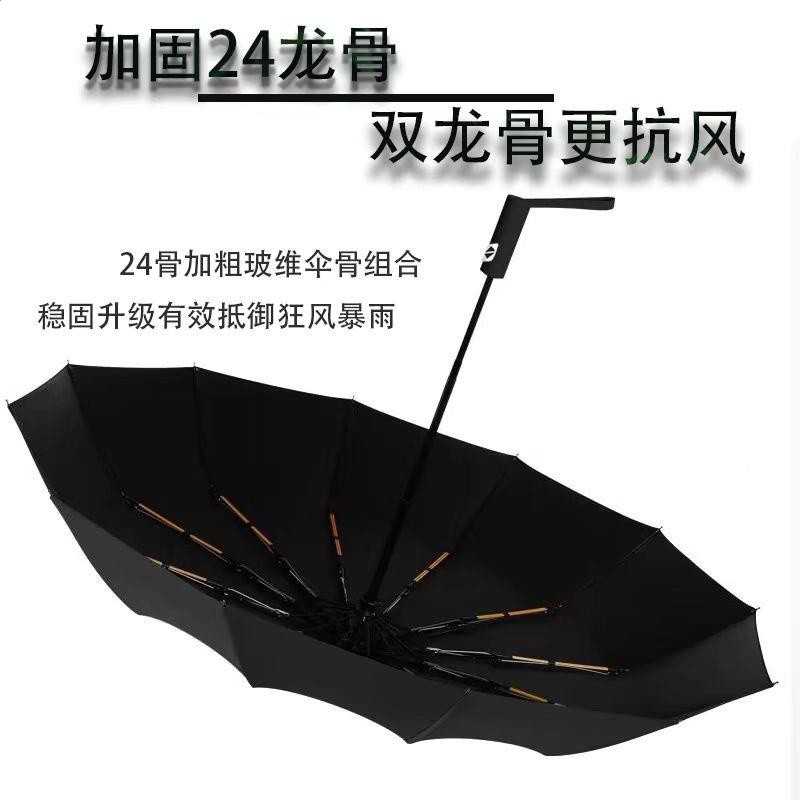 24骨雙龍骨雨傘加大加固加厚全自動晴雨兩用太陽傘男女學生摺疊傘-細節圖4
