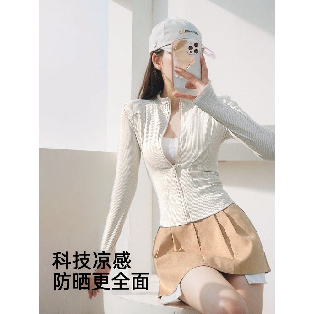 速乾修身運動外套女夏季瑜伽服透氣長袖速乾運動跑步訓練健身上衣-細節圖2