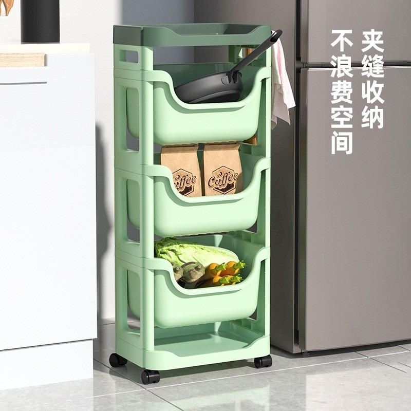 懶角落小推車置物架零食蔬菜廚房多層收納置物架落地移動分層架子-細節圖2