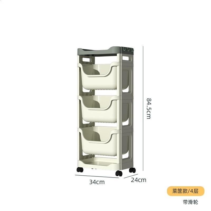 懶角落小推車置物架零食蔬菜廚房多層收納置物架落地移動分層架子-規格圖5