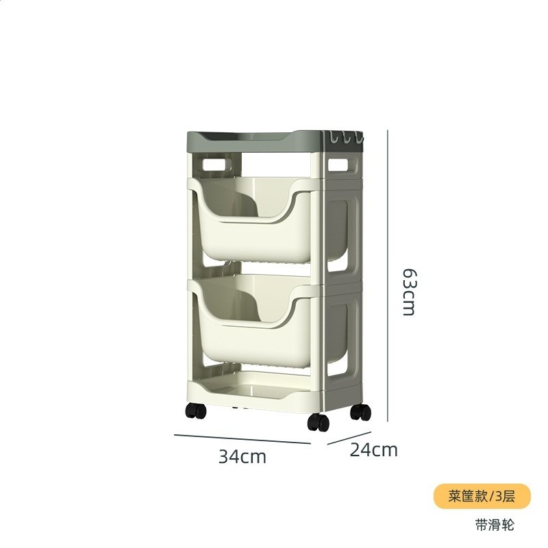 懶角落小推車置物架零食蔬菜廚房多層收納置物架落地移動分層架子-規格圖5
