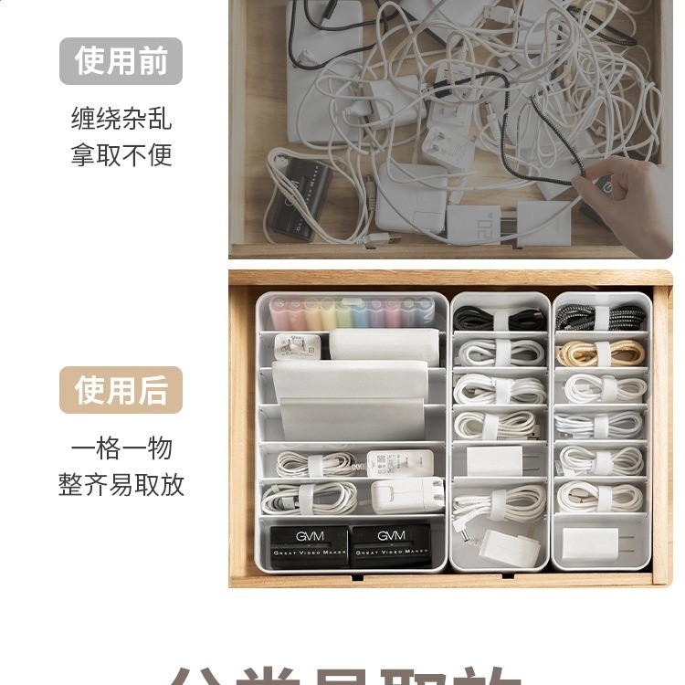 懶角落資料線收納盒電源充電線手機充電整理繞線器桌面理線集線盒-細節圖2