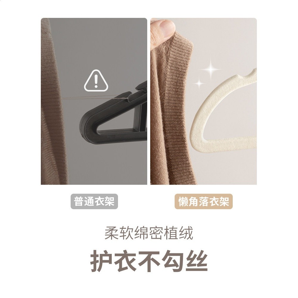 懶角落植絨衣架家用掛衣晾衣架衣掛衣撐無痕防肩角防滑整理師專用-細節圖2