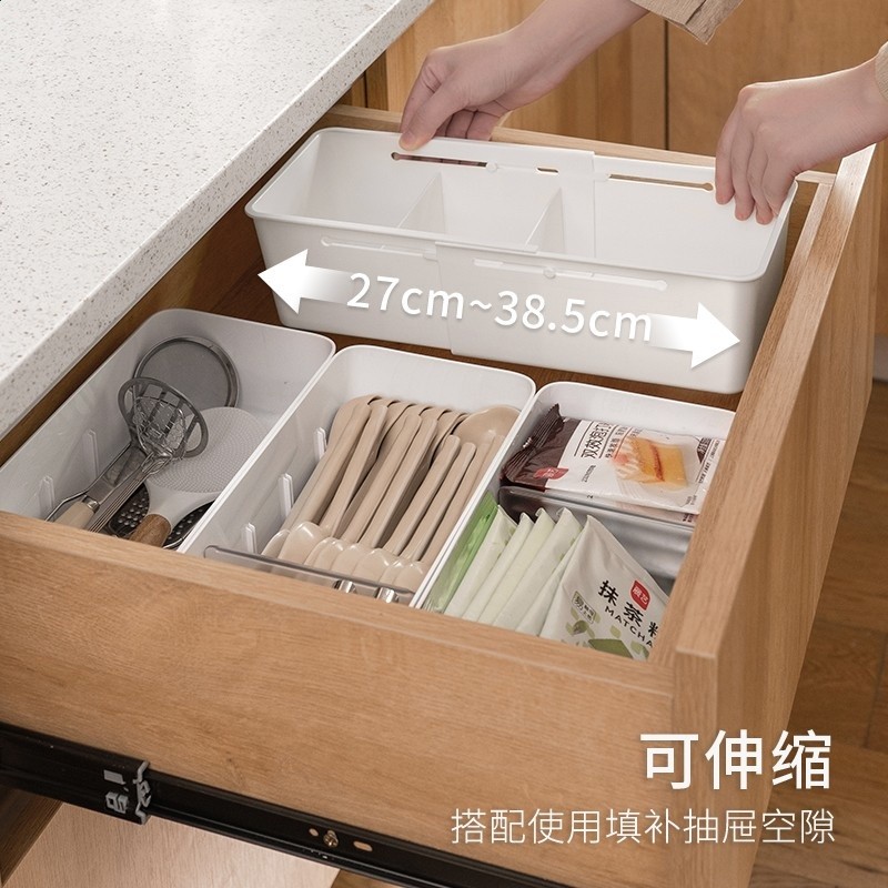 懶角落抽屜收納盒分隔整理盒可伸縮內建分格儲物盒分類雜物收納盒-細節圖4