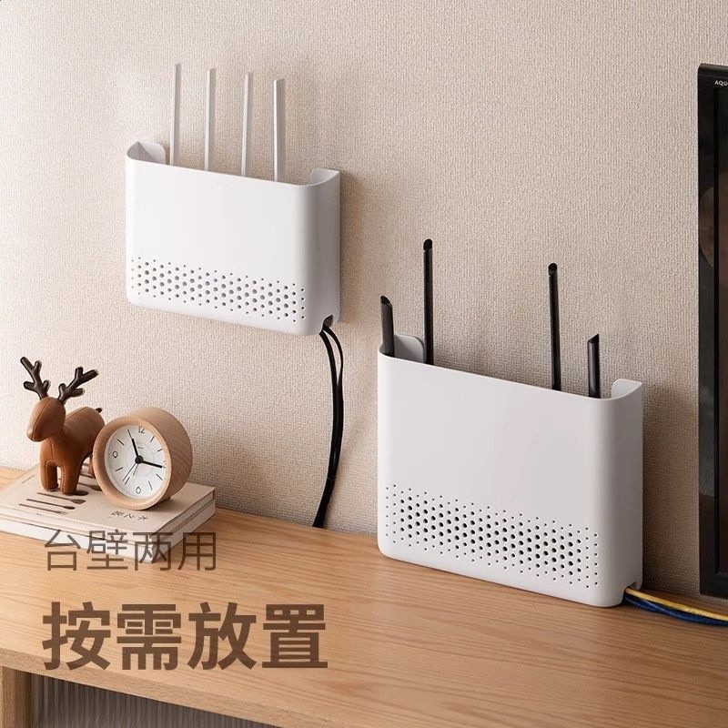 Y9I懶角落免打孔壁掛式無線路由器收納盒客廳家用掛架放wifi置物-細節圖2