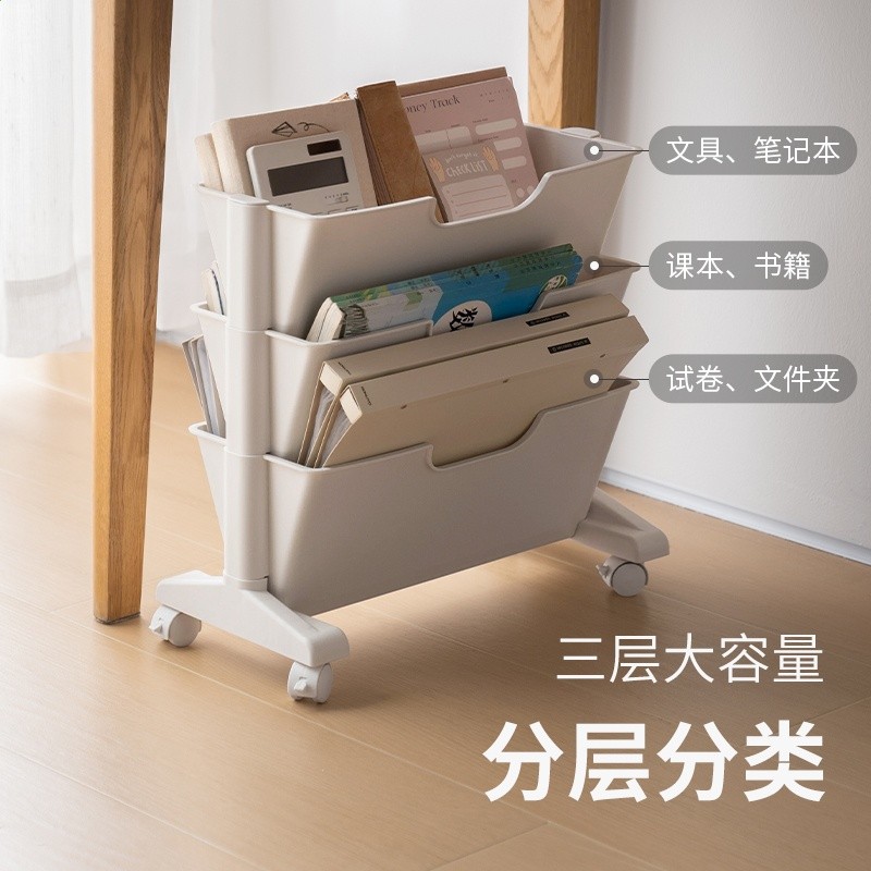 學生宿舍落地書本小書架桌下可移動懶角落桌旁教室收納架置物架書-細節圖2