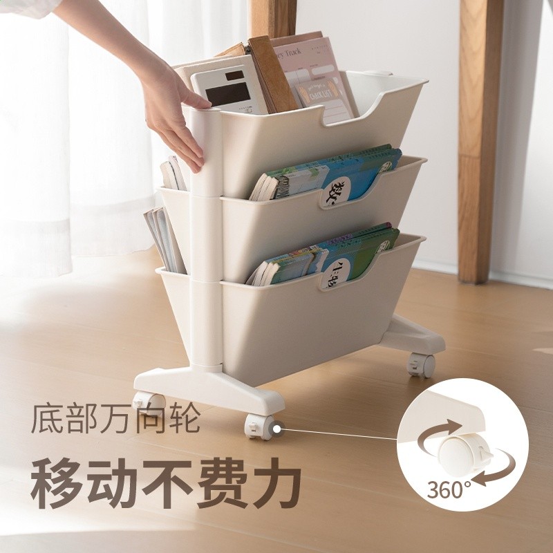 學生宿舍落地書本小書架桌下可移動懶角落桌旁教室收納架置物架書-細節圖4