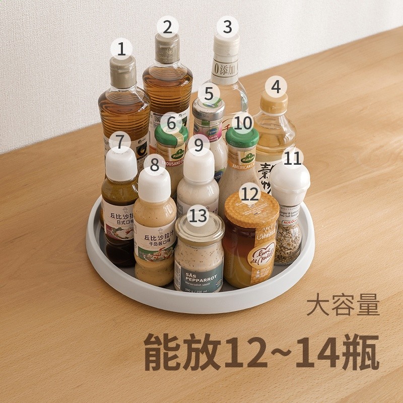 懶角落廚房調料品架家用旋轉託盤油鹽醬醋置物盤收納盤旋轉收納-細節圖4