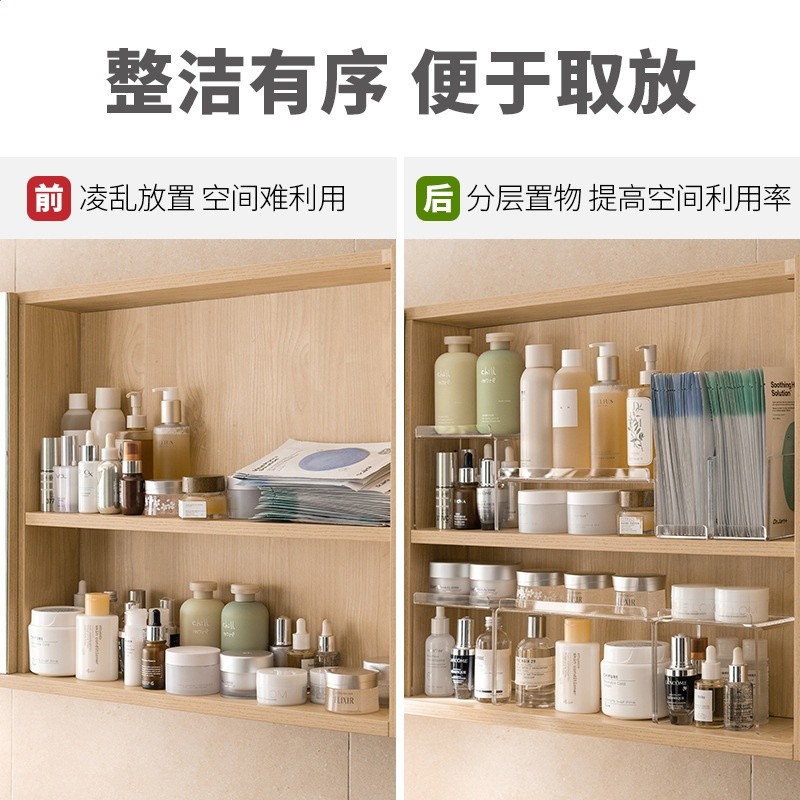 懶角落鏡櫃擋板家用浴室梳妝檯亞克力隔板透明化妝品置物架收納架-細節圖4