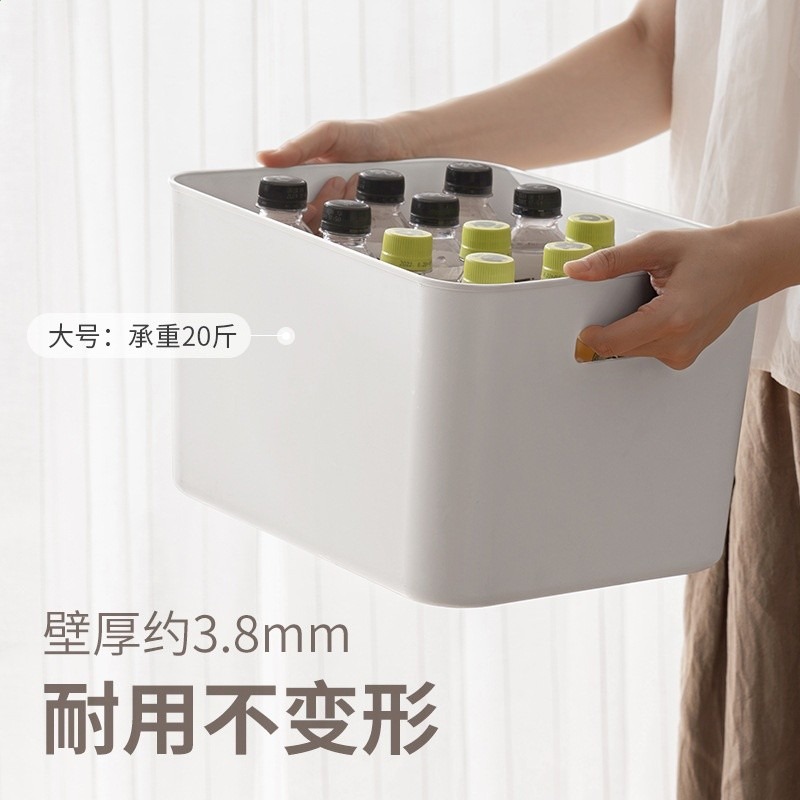 懶角落桌面收納盒帶蓋子廚房衣服雜物化妝品塑膠整理箱儲物置物筐-細節圖3