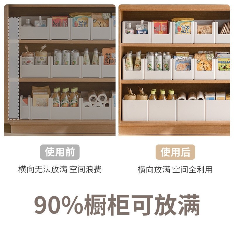 懶角落長方形廚房餐邊櫃伸縮收納盒 可疊加日式ABS桌面整理儲物筐-細節圖2