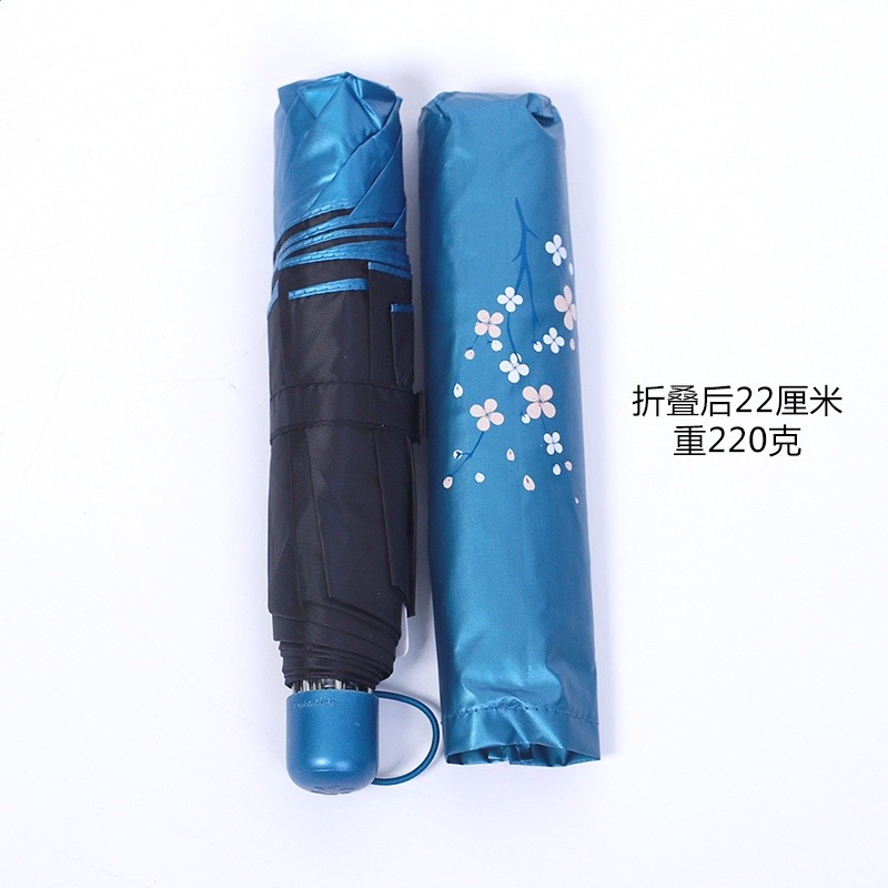 天堂傘307E雪月風花三折超輕超細鉛筆傘黑膠防曬防紫外線女遮陽傘-細節圖2