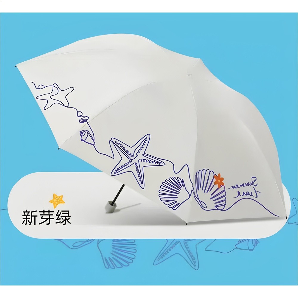 天堂傘307E雪月風花三折超輕超細鉛筆傘黑膠防曬防紫外線女遮陽傘-規格圖5