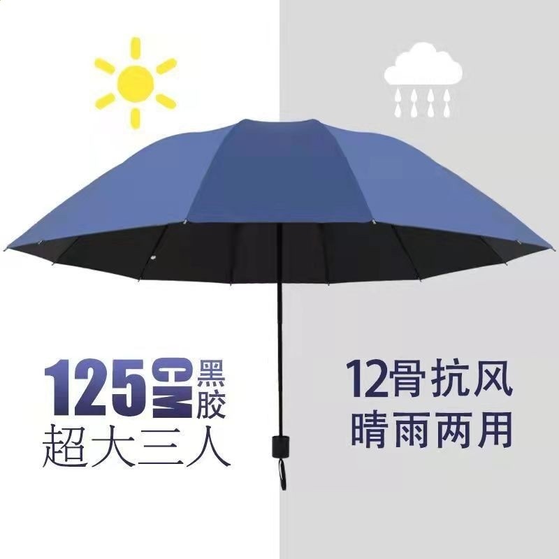 手動12骨藏青色125cm-黑膠兩用