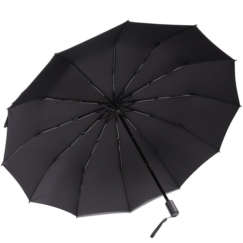 黑色12骨折疊傘(純雨傘) 直徑106cm