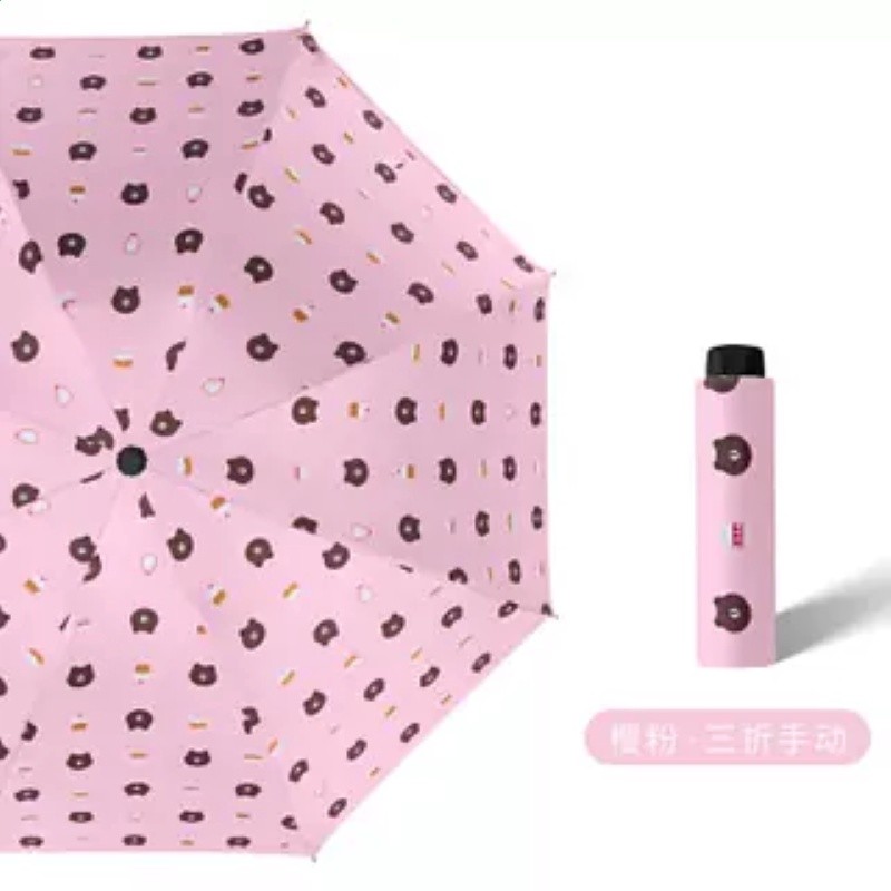 小雛菊黑膠防曬遮陽遮雨兩用全自動防曬傘UV黑膠遮陽傘小熊三折傘-規格圖5