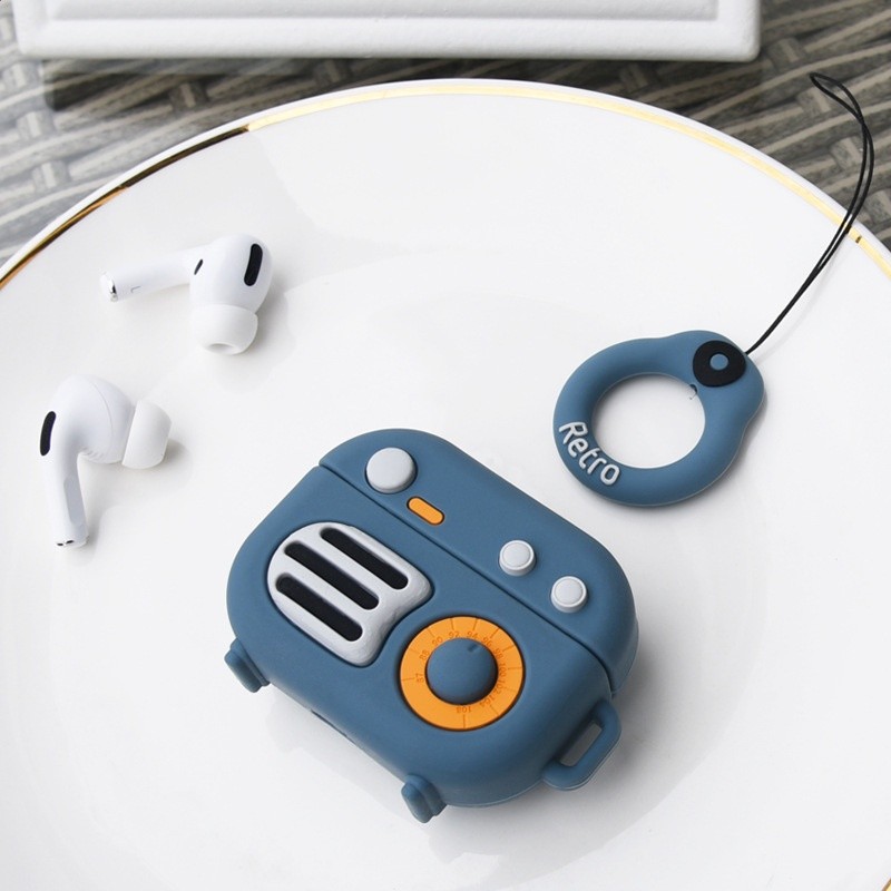 適用airpodspro保護殼行動式復古卡通軟殼藍牙耳機殼矽膠保護套-細節圖2