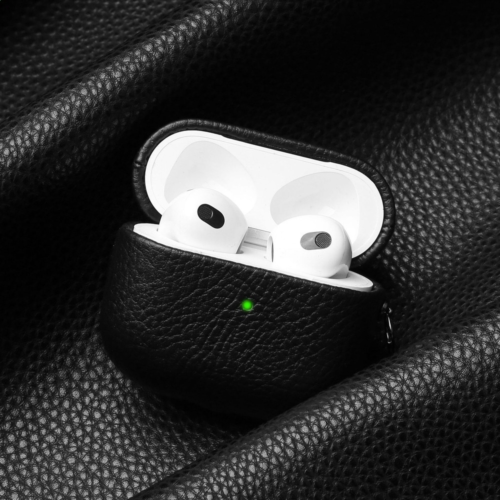 適用AirPodsPro2荔枝紋耳機套2代3代全包蒙皮耳機殼Pro軟殼PU皮-細節圖3