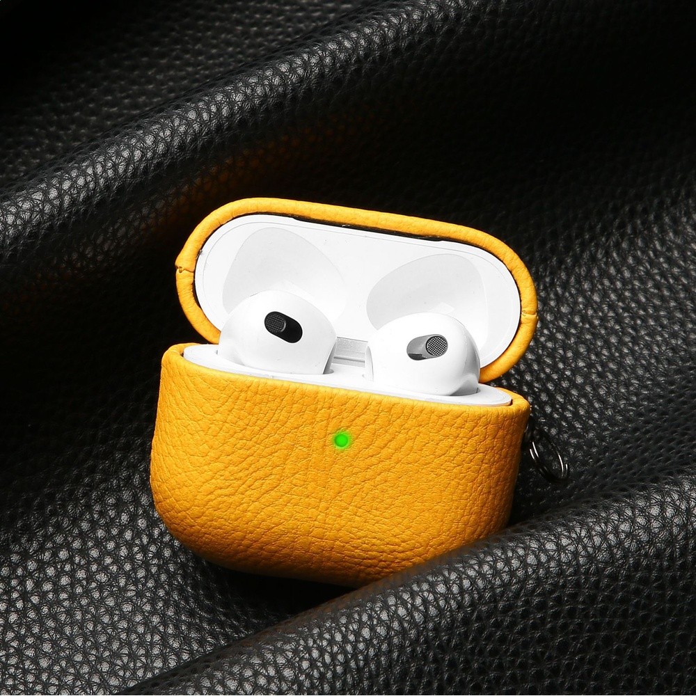 適用AirPodsPro2荔枝紋耳機套2代3代全包蒙皮耳機殼Pro軟殼PU皮-細節圖4