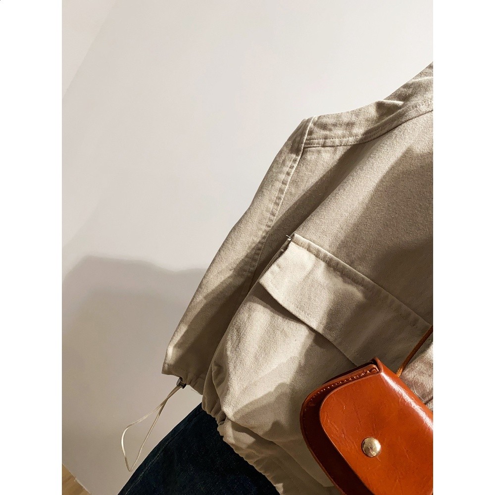 【每滿2件減10】日系復古立領工裝馬甲女春秋寬鬆百搭休閒外套-細節圖4