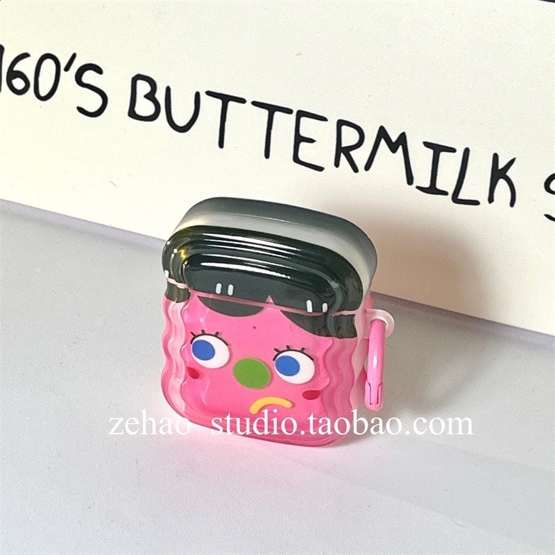 ins可愛粉嫩表情包適用蘋果airpodsPro耳機套1/2卡通3代耳機殼韓-細節圖4