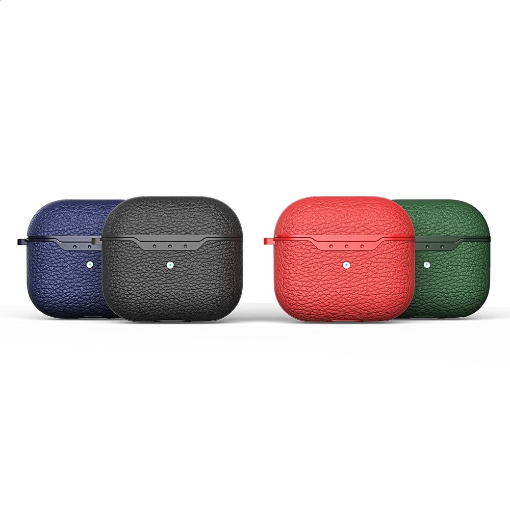 適用蘋果AirPods4代荔枝紋耳機套Airpods Pro2藍牙耳機保護殼鎖釦-細節圖2