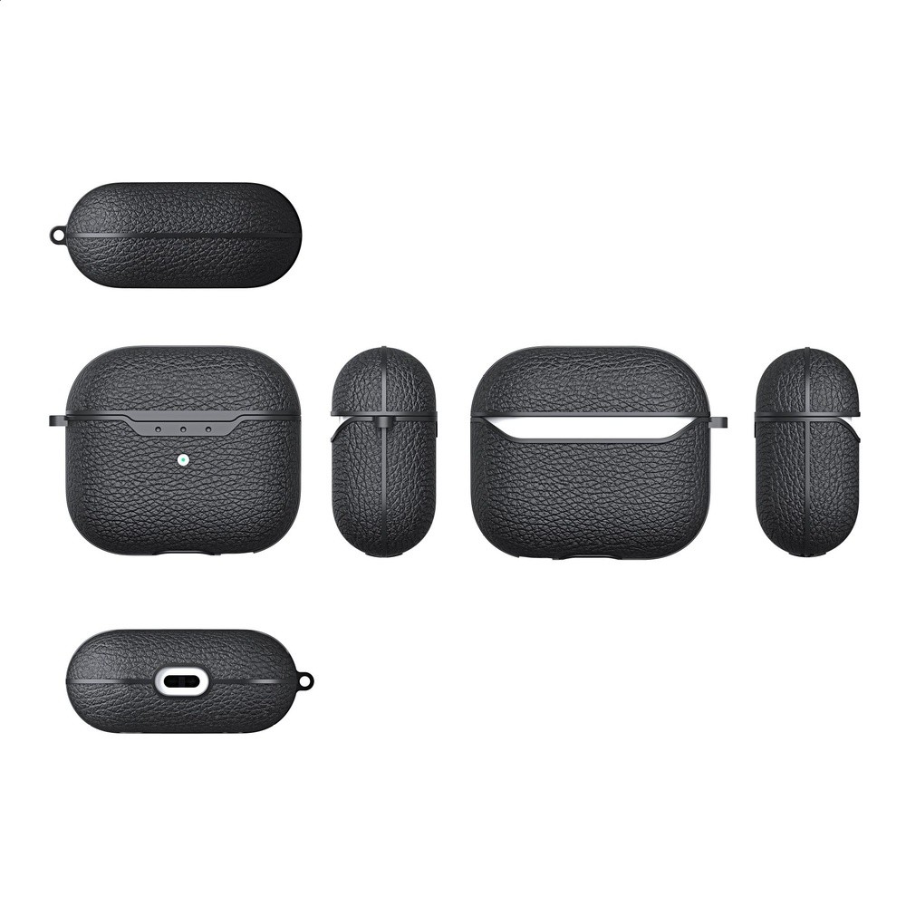 適用蘋果AirPods4代荔枝紋耳機套Airpods Pro2藍牙耳機保護殼鎖釦-細節圖4