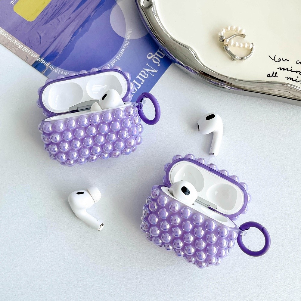 鐳射紫色珍珠蘋果耳機殼iphone適用Airpods pro2保護殼Airpods3-細節圖3