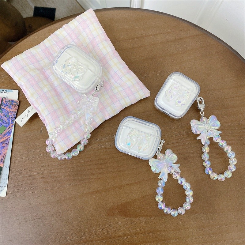ins透明鐳射蝴蝶結airpods pro2保護套適用2/3代蘋果無線耳機殼女-規格圖5