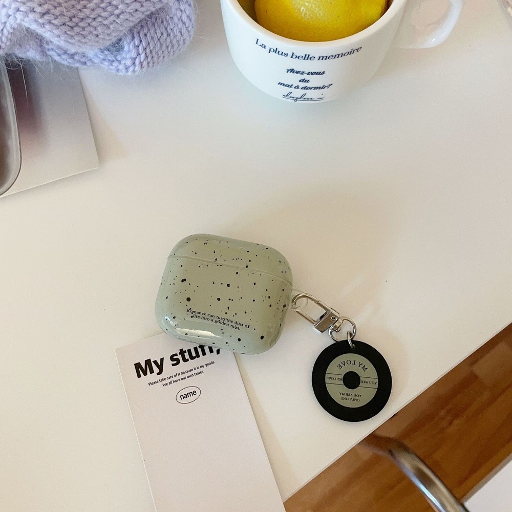 簡約綠潑墨適用Airpods3保護套2/3代Pro2蘋果無線藍牙耳機套軟膠-細節圖3