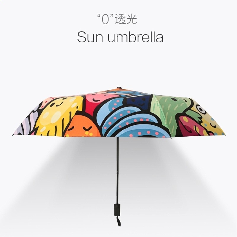 雨傘女摺疊晴雨兩用全自動傘太陽傘遮陽防曬防紫外線女生塗鴉ins-細節圖3