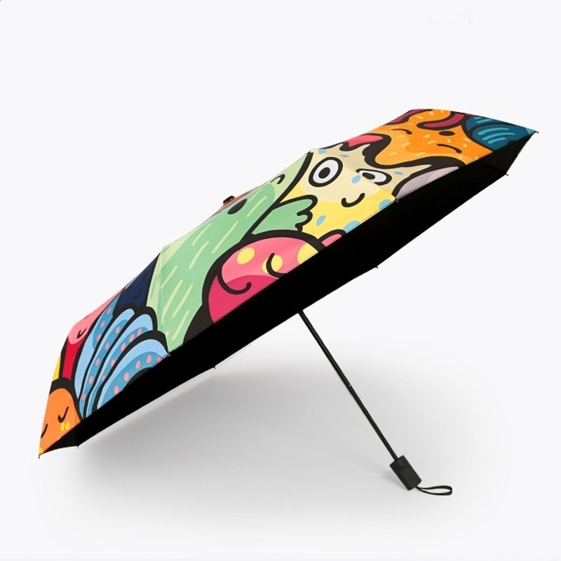 雨傘女摺疊晴雨兩用全自動傘太陽傘遮陽防曬防紫外線女生塗鴉ins-規格圖5
