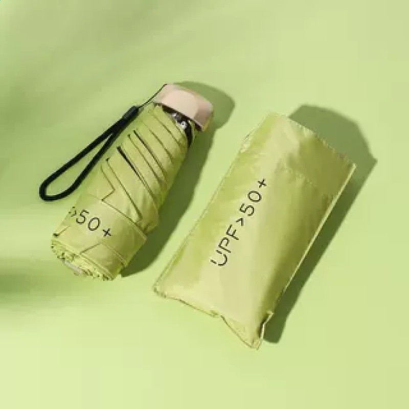 鋁合金傘骨五折－抹茶綠【防曬0透光】（送布袋）