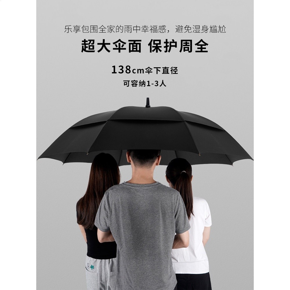 超大號雙層復古紳士防風暴雨專用直杆自動彎鉤男結實雙人長柄雨傘-細節圖2