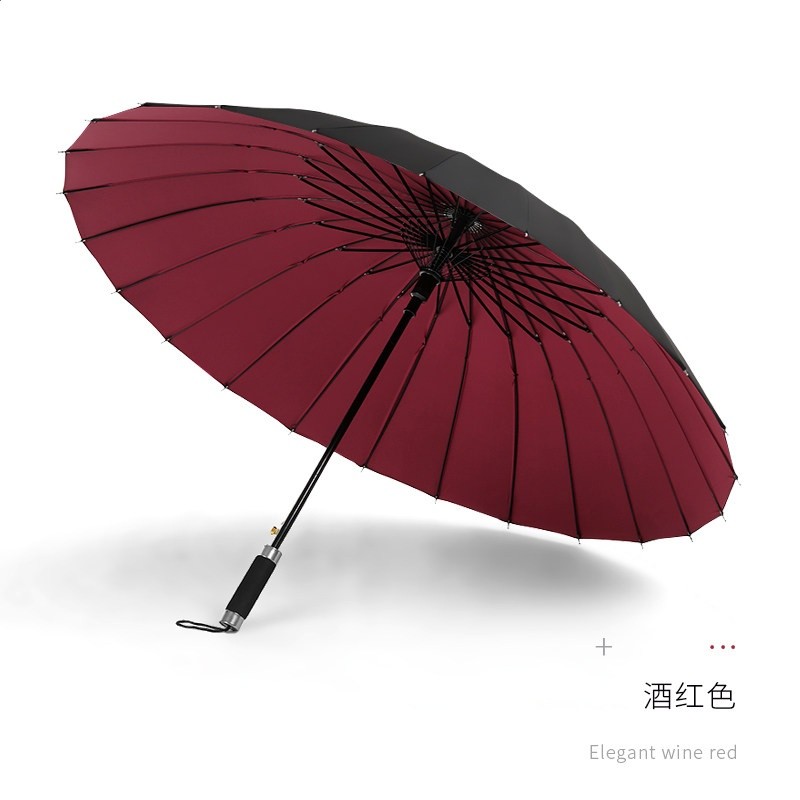 自動開雙層防雨款24骨-酒紅色 傘下120cm