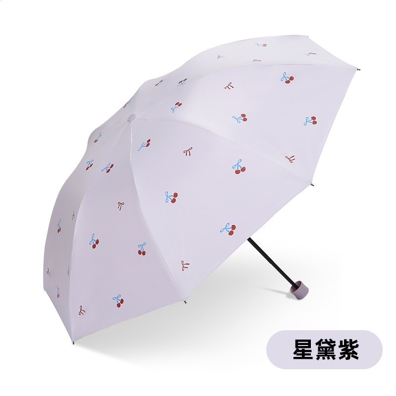 紫色【櫻桃初夏】★黑膠防曬★晴雨兩用