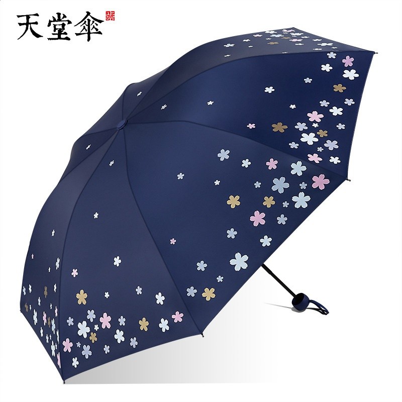 藏青【浪漫櫻花】★黑膠防曬★晴雨兩用