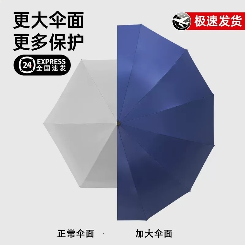 超大雨傘男女大號三人晴雨兩用摺疊太陽傘學生雙人黑膠防曬遮陽傘-細節圖2