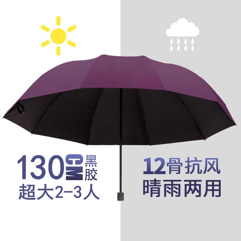 超大雨傘男女大號三人晴雨兩用摺疊太陽傘學生雙人黑膠防曬遮陽傘-規格圖5