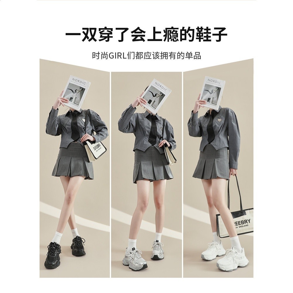 回力女鞋厚底銀色老爹鞋女2026新款夏季增高 ins休閒運動鞋子女士-細節圖3