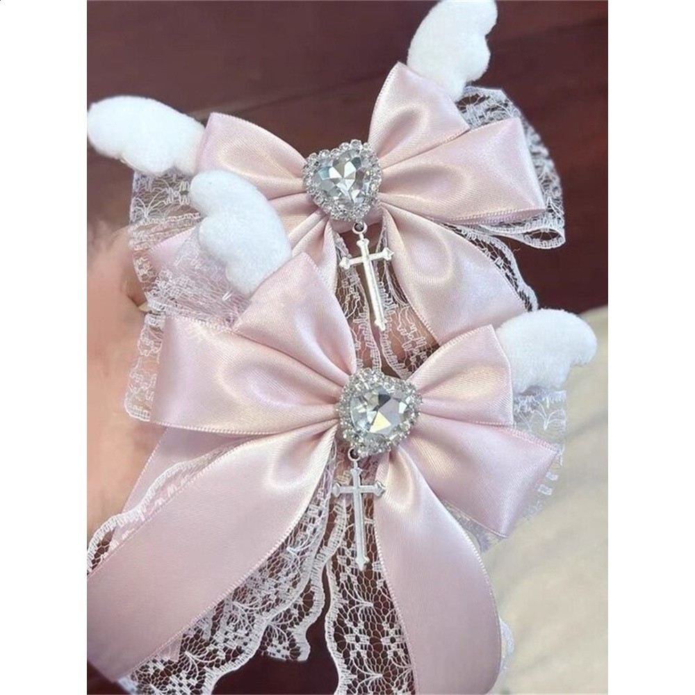 蕾系髮飾蝴蝶結邊夾量產型lolita蕾絲髮夾胸針手工甜酷亞文化頭飾-細節圖4