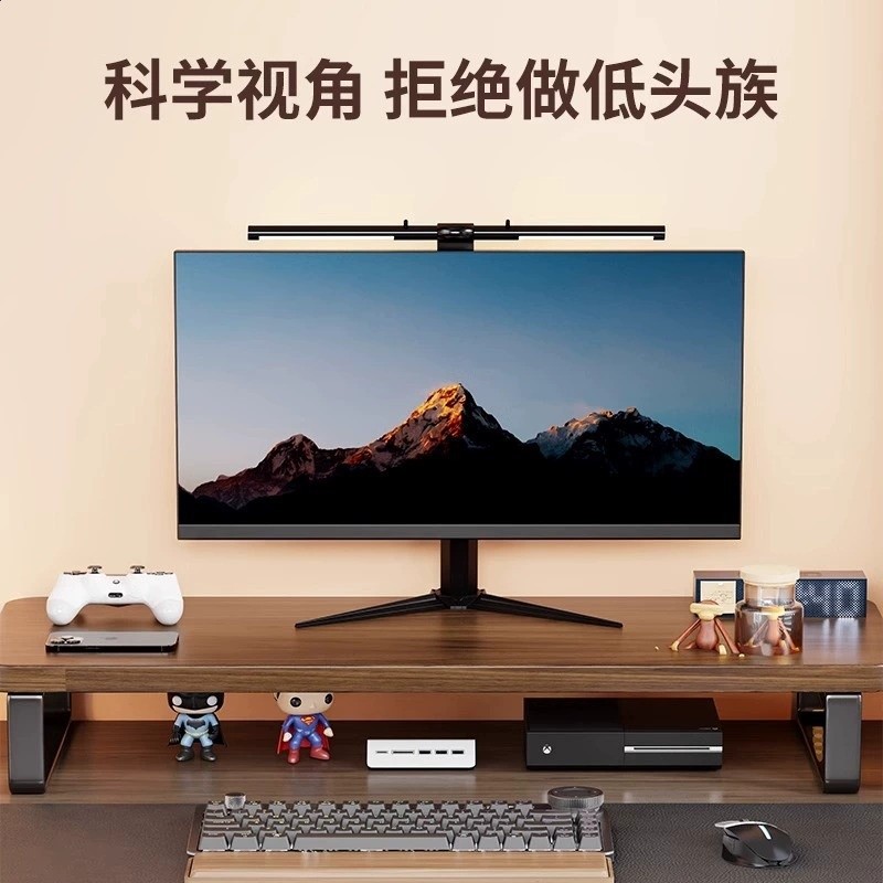 桌面增高架電腦顯示器支架墊高底座臺式墊高架辦公黑胡桃木置物架-細節圖3