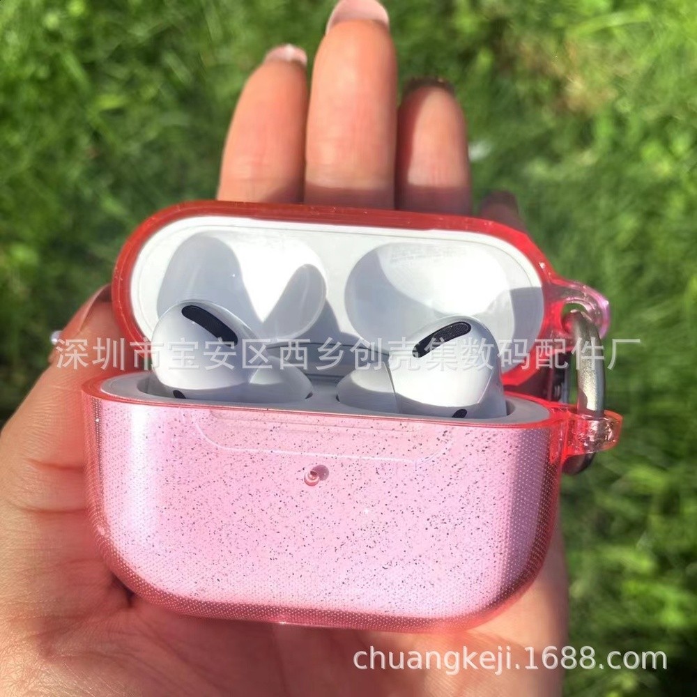 適用AIRPODS 1/2代 PRO3 4代閃粉耳機保護套透明款套啤一體耳機殼-細節圖4