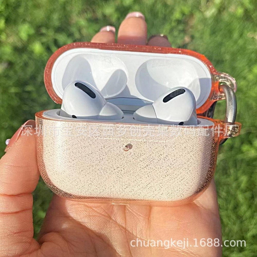適用AIRPODS 1/2代 PRO3 4代閃粉耳機保護套透明款套啤一體耳機殼-細節圖5