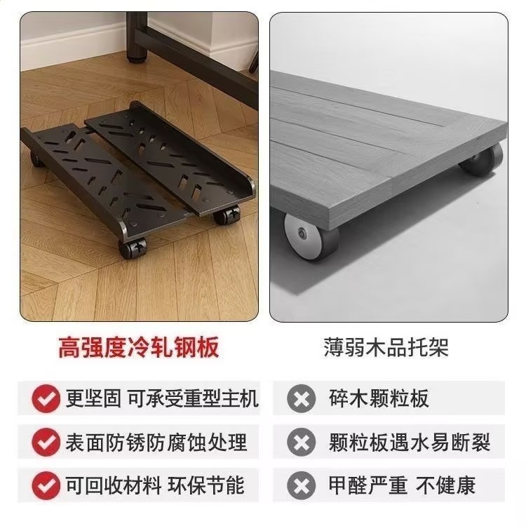 電腦主機托架家用辦公移動伸縮機箱底座鏤空散熱主機托盤移動支架-細節圖4